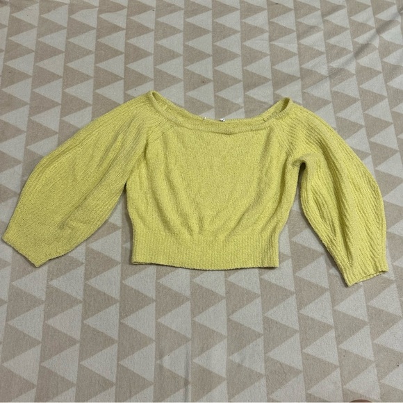 Tanya Taylor lemon yellow long sleeve crop top balloon sleeve - Picture 1 of 3